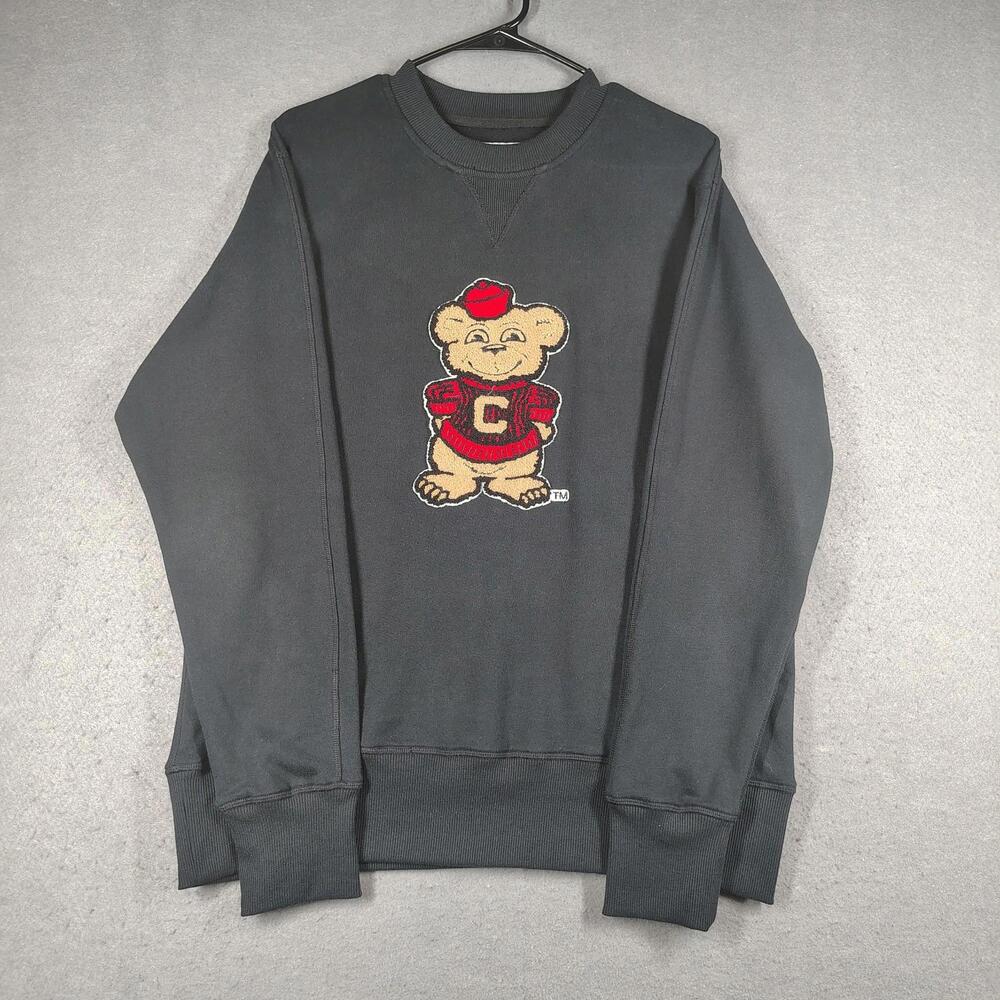Hillflint Mens L Black Crewneck Sweatshirt College Mascot Bear Retro Style Usa